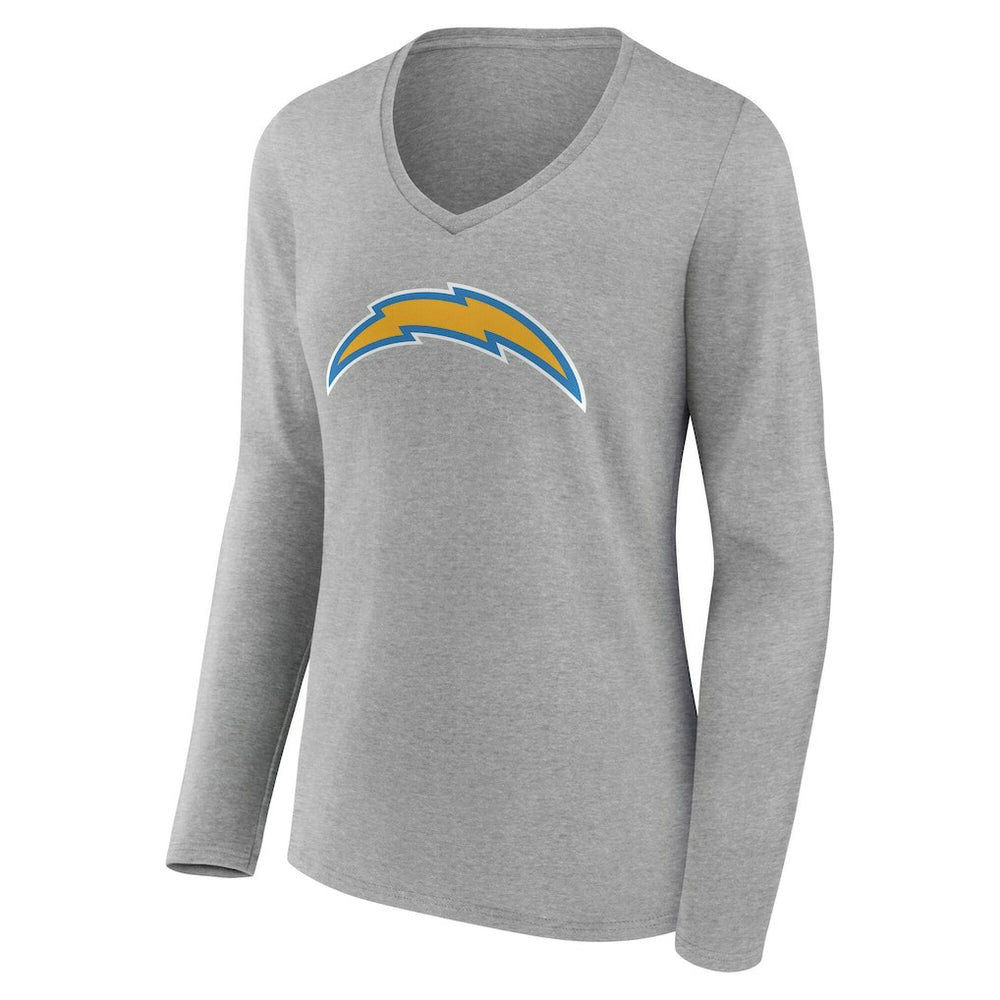 Los Angeles Chargers Women's Team Authentic Personalized Name & Number Long Sleeve V-Neck T-Shirt Gray - NFL