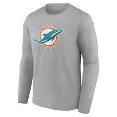 Miami Dolphins Team Authentic Personalized Name & Number Long Sleeve T-Shirt Gray - NFL