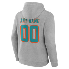 Miami Dolphins Team Authentic Personalized Name & Number Hoodie Gray - NFL