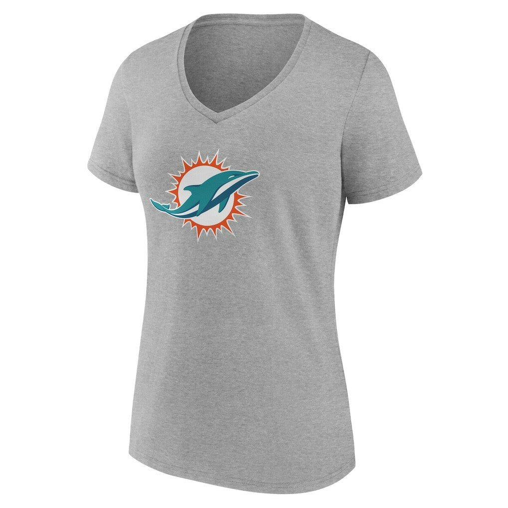 Miami Dolphins Women's Team Authentic Personalized Name & Number V-Neck T-Shirt Gray - NFL