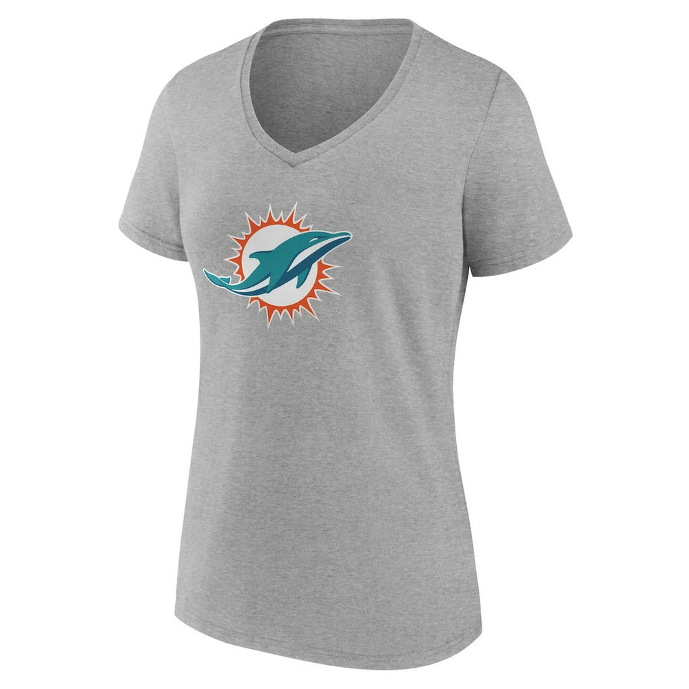 Miami Dolphins Women's Team Authentic Personalized Name & Number V-Neck T-Shirt Gray - NFL