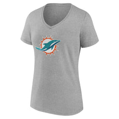 Miami Dolphins Women's Team Authentic Personalized Name & Number V-Neck T-Shirt Gray - NFL