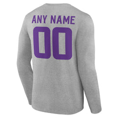 Minnesota Vikings Team Authentic Personalized Name & Number Long Sleeve T-Shirt Gray - NFL