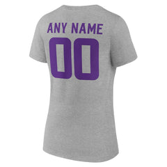 Minnesota Vikings Women's Team Authentic Personalized Name & Number V-Neck T-Shirt Gray - NFL
