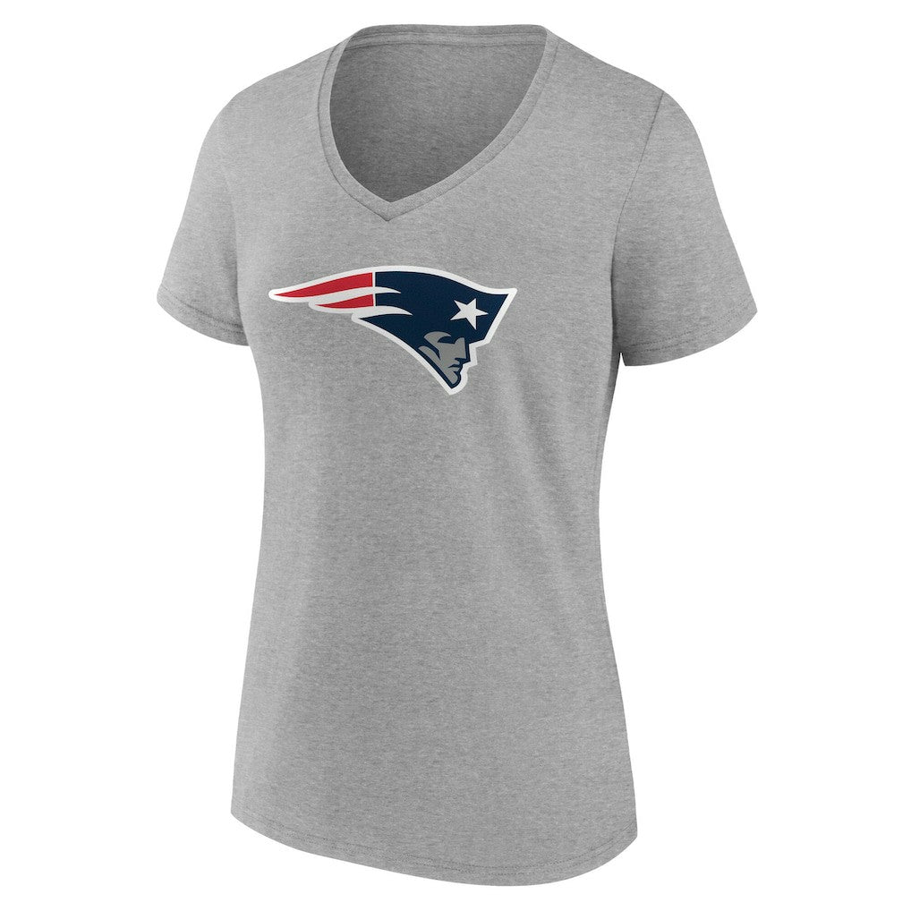 New England Patriots Women's Team Authentic Personalized Name & Number V-Neck T-Shirt Gray - NFL