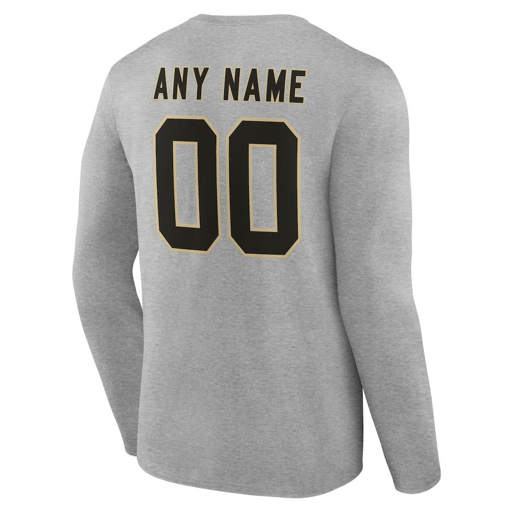 New Orleans Saints Team Authentic Personalized Name & Number Long Sleeve T-Shirt Gray - NFL