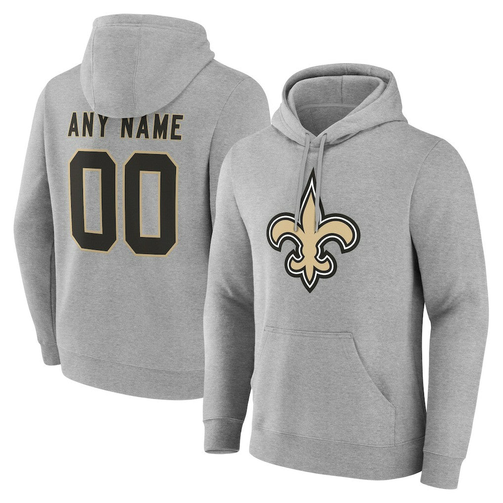 New Orleans Saints Team Authentic Personalized Name & Number Hoodie Gray - NFL