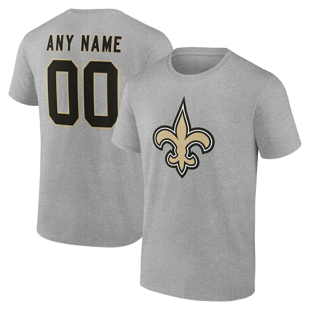 New Orleans Saints Team Authentic Personalized Name & Number T-Shirt Gray - NFL