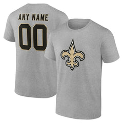 New Orleans Saints Team Authentic Personalized Name & Number T-Shirt Gray - NFL
