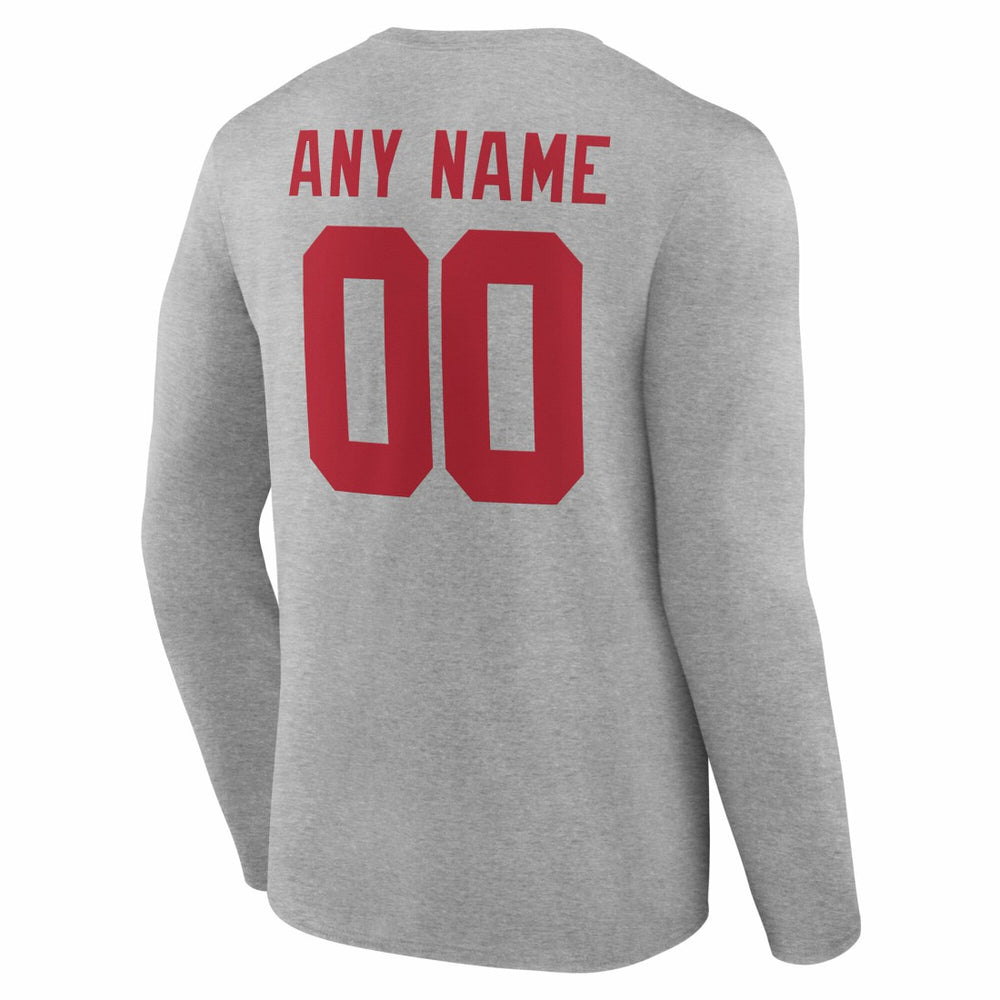 New York Giants Team Authentic Personalized Name & Number Long Sleeve T-Shirt Gray - NFL