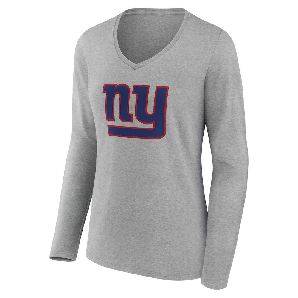 New York Giants Women's Team Authentic Personalized Name & Number Long Sleeve V-Neck T-Shirt Gray - NFL
