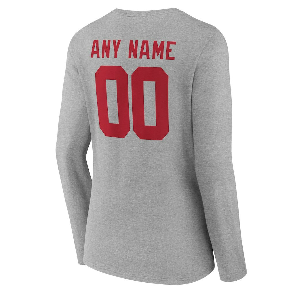 New York Giants Women's Team Authentic Personalized Name & Number Long Sleeve V-Neck T-Shirt Gray - NFL