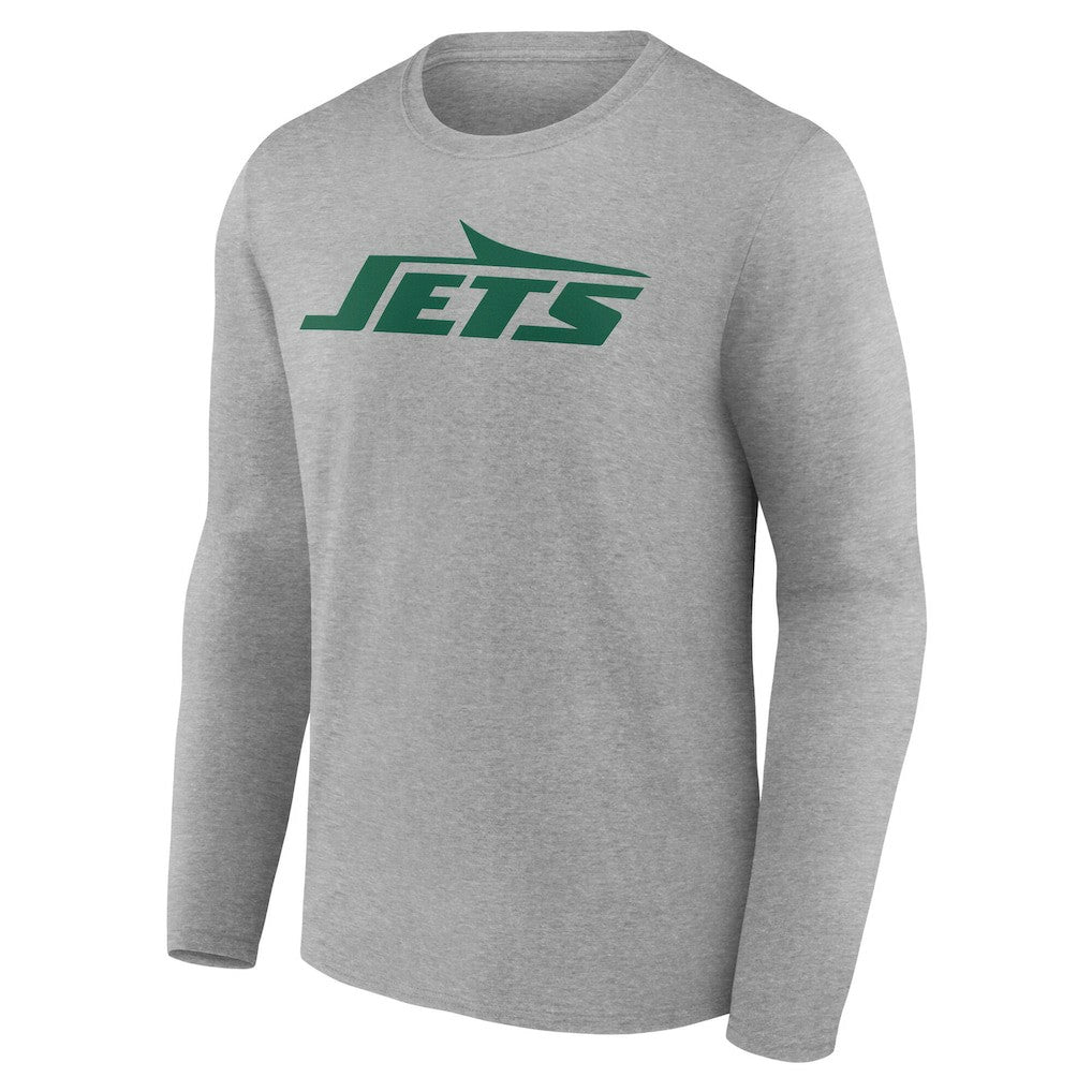 New York Jets Team Authentic Personalized Name & Number Long Sleeve T-Shirt Gray - NFL