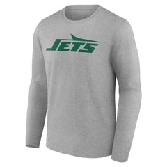 New York Jets Team Authentic Personalized Name & Number Long Sleeve T-Shirt Gray - NFL