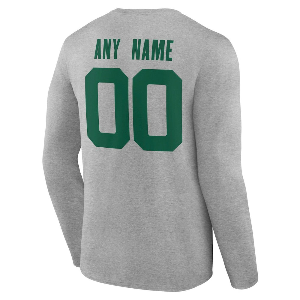 New York Jets Team Authentic Personalized Name & Number Long Sleeve T-Shirt Gray - NFL