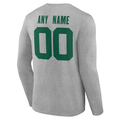 New York Jets Team Authentic Personalized Name & Number Long Sleeve T-Shirt Gray - NFL
