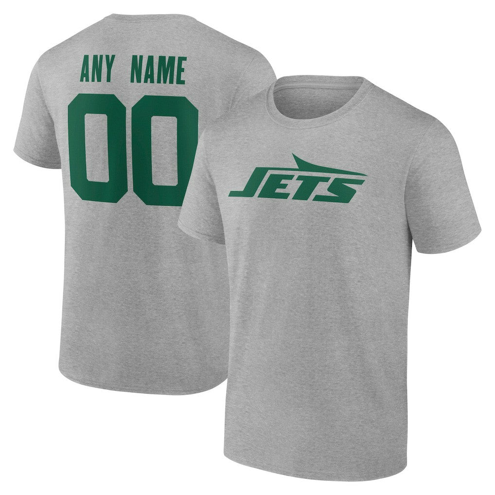 New York Jets Team Authentic Personalized Name & Number T-Shirt Gray - NFL
