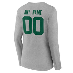 New York Jets Women's Team Authentic Personalized Name & Number Long Sleeve V-Neck T-Shirt Gray - NFL