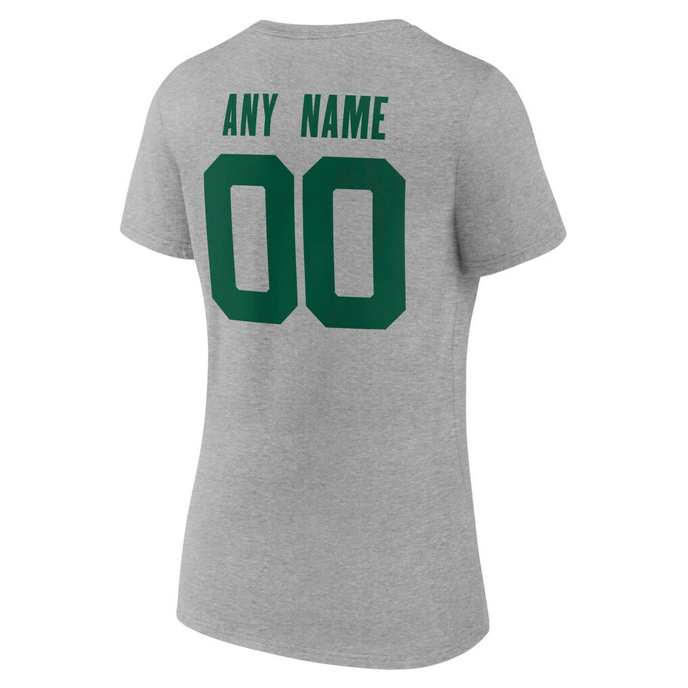 New York Jets Women's Team Authentic Personalized Name & Number V-Neck T-Shirt Gray - NFL