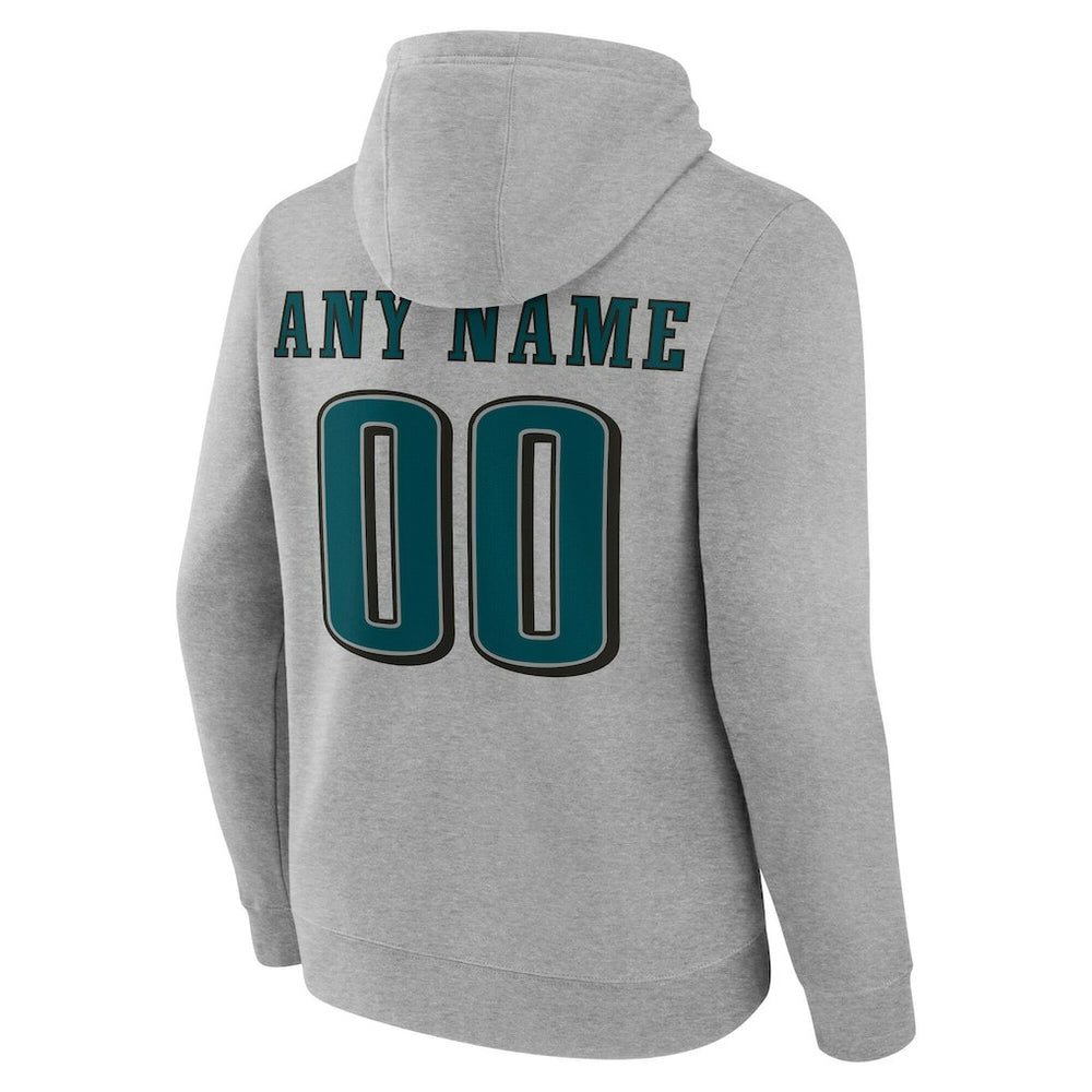 Philadelphia Eagles Team Authentic Personalized Name & Number Hoodie Gray - NFL