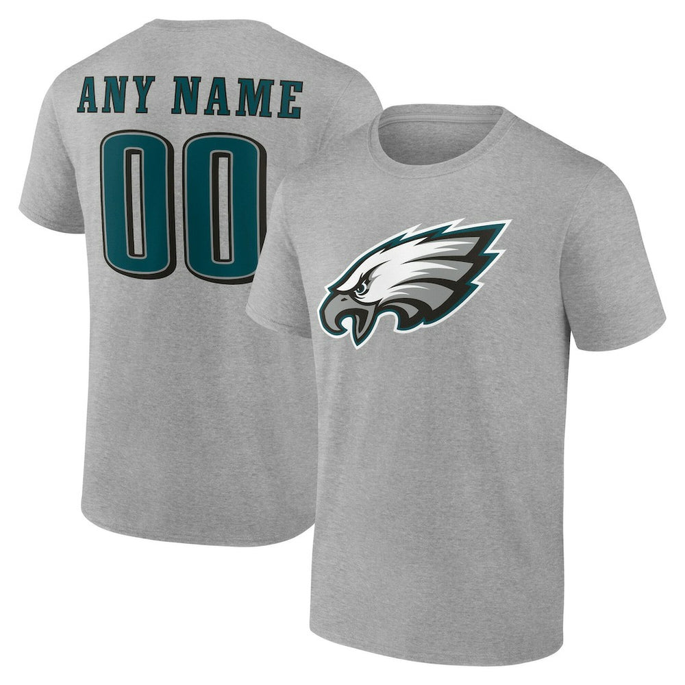 Philadelphia Eagles Team Authentic Personalized Name & Number T-Shirt Gray - NFL