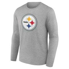 Pittsburgh Steelers Team Authentic Personalized Name & Number Long Sleeve T-Shirt Gray - NFL