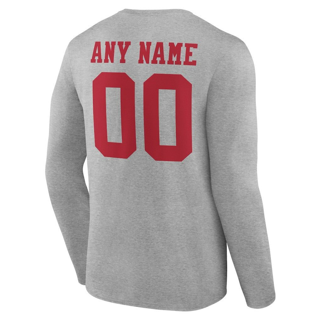 San Francisco 49ers Team Authentic Personalized Name & Number Long Sleeve T-Shirt Gray - NFL