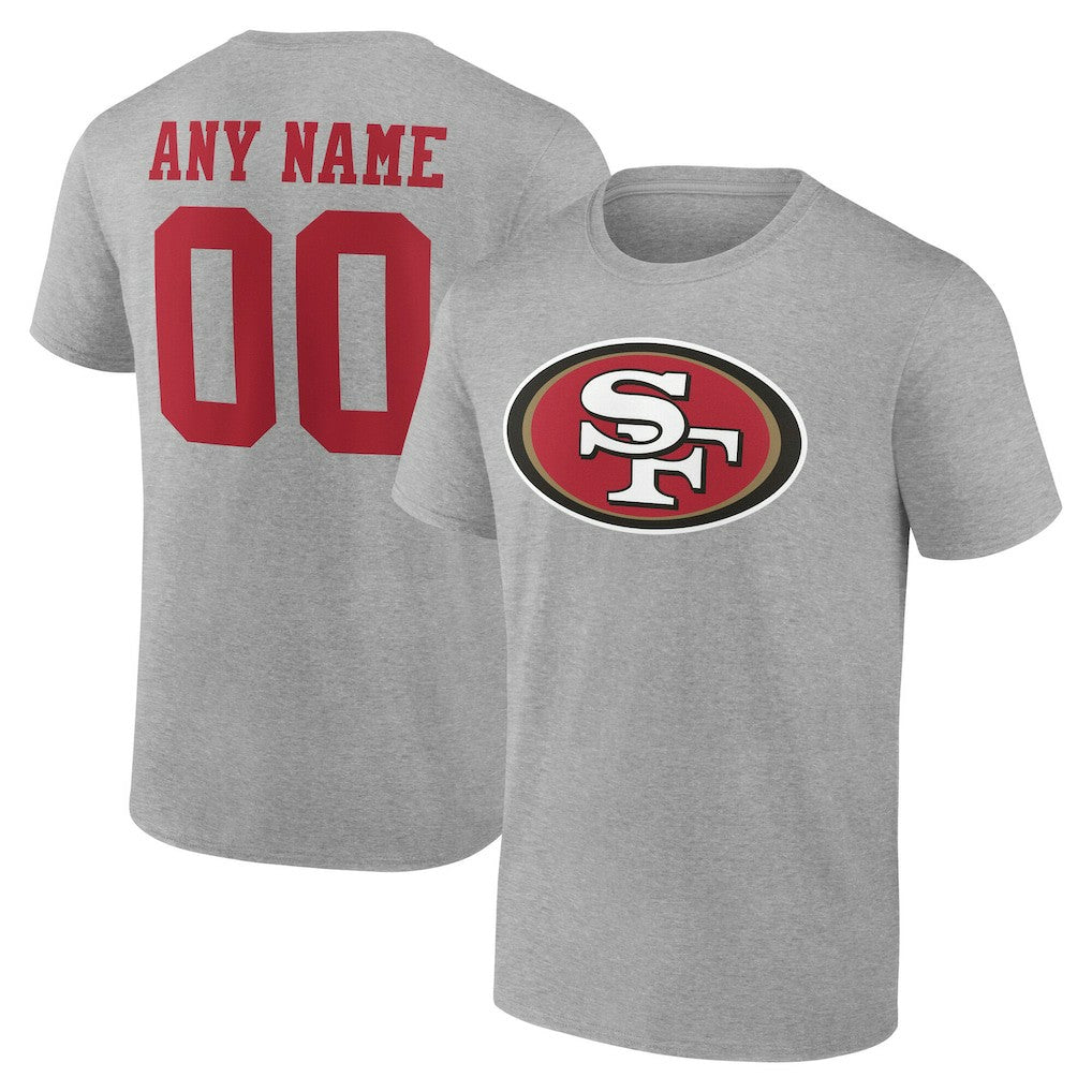 San Francisco 49ers Team Authentic Personalized Name & Number T-Shirt Gray - NFL