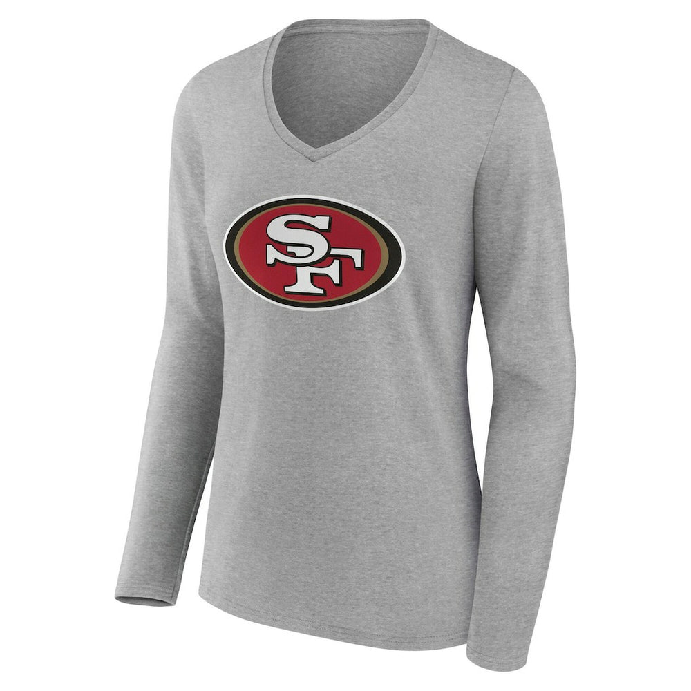 San Francisco 49ers Women's Team Authentic Personalized Name & Number Long Sleeve V-Neck T-Shirt Gray - NFL