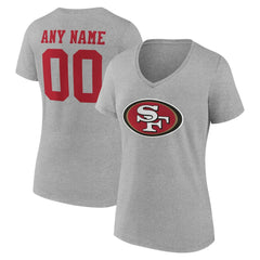 San Francisco 49ers Women's Team Authentic Personalized Name & Number V-Neck T-Shirt Gray - NFL