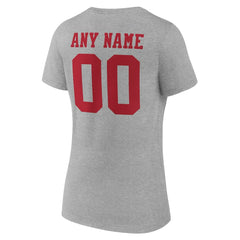 San Francisco 49ers Women's Team Authentic Personalized Name & Number V-Neck T-Shirt Gray - NFL