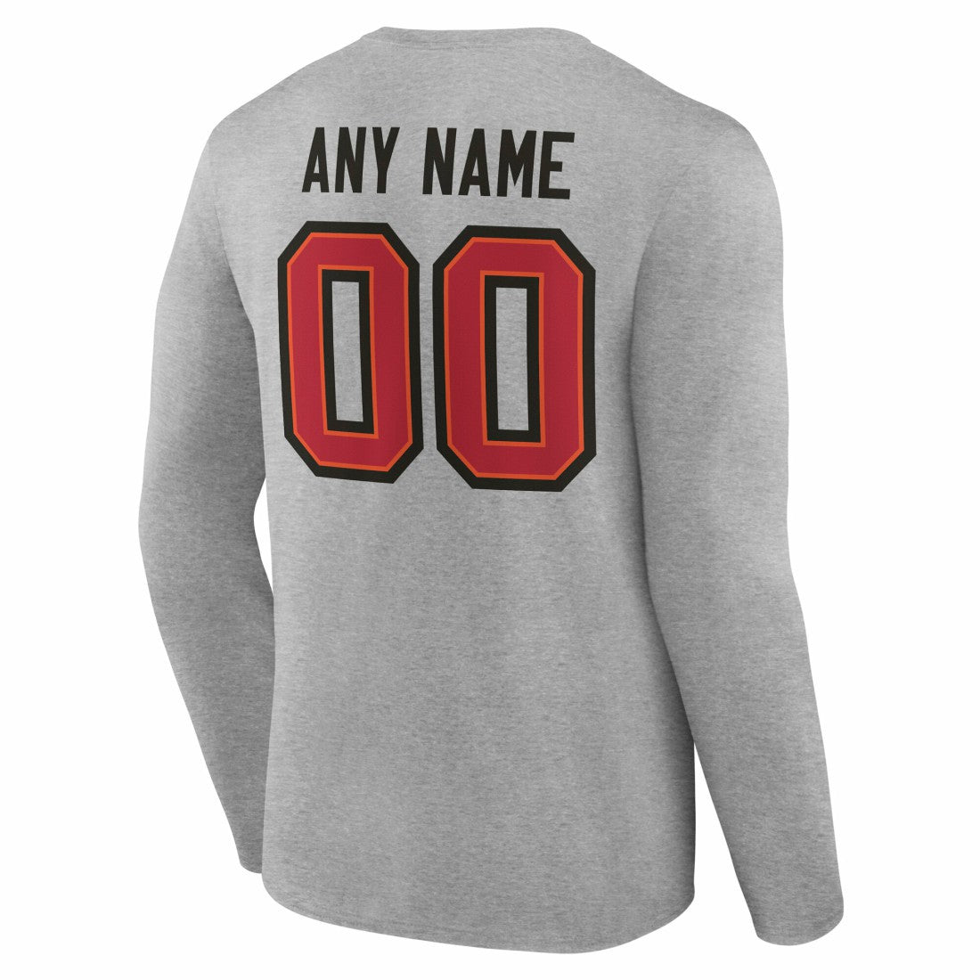 Tampa Bay Buccaneers Team Authentic Personalized Name & Number Long Sleeve T-Shirt Gray - NFL