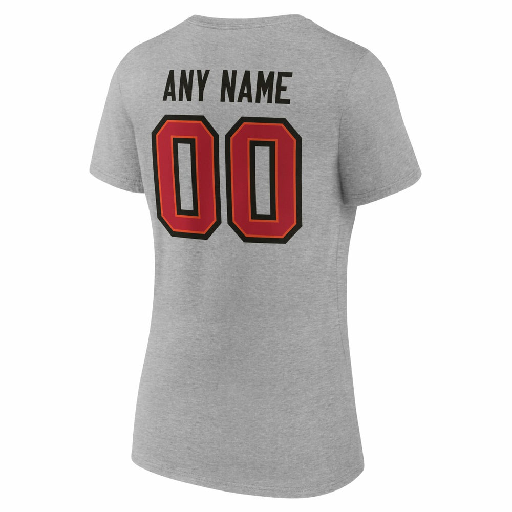Tampa Bay Buccaneers Women's Team Authentic Personalized Name & Number V-Neck T-Shirt Gray - NFL