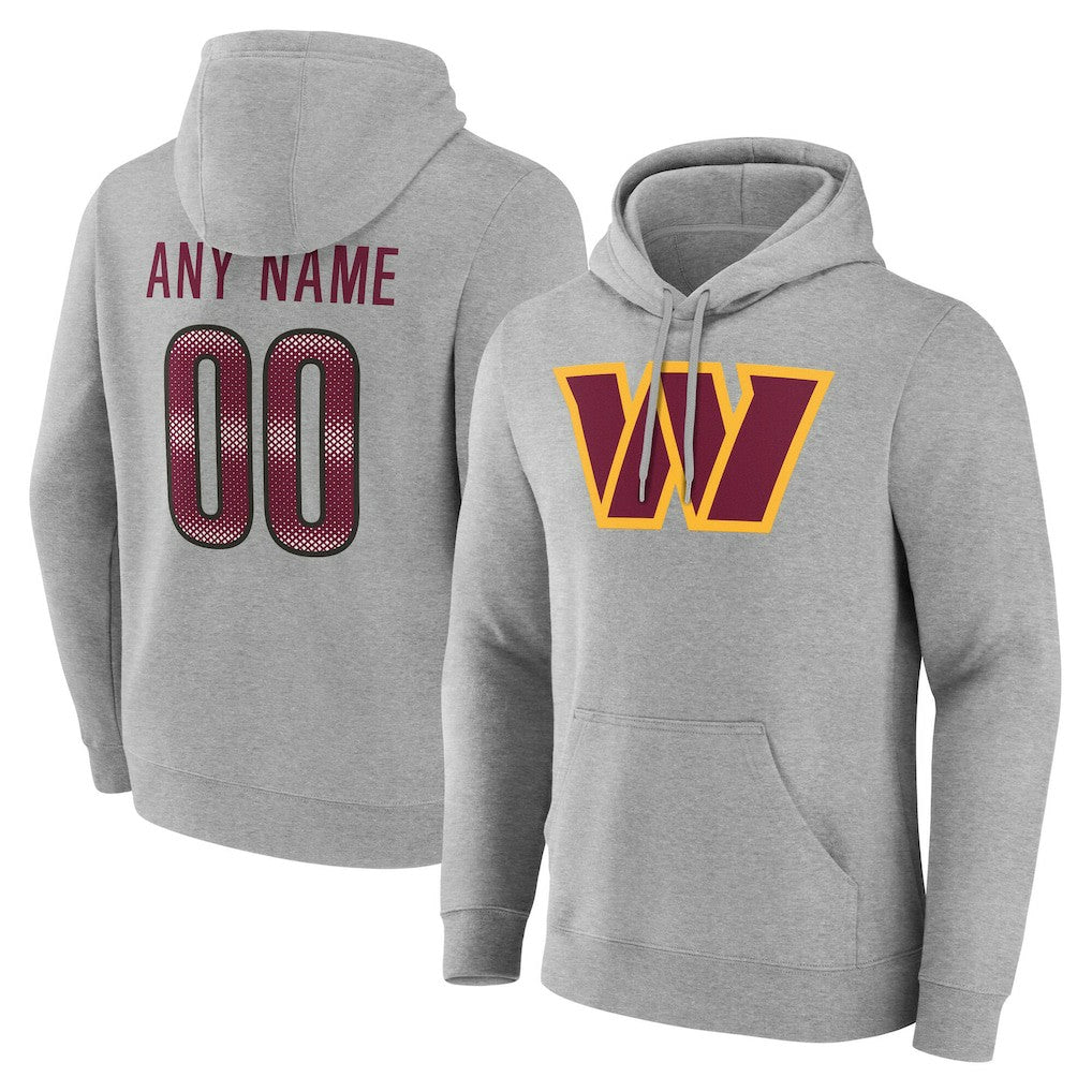 Washington Commanders Team Authentic Personalized Name & Number Hoodie Gray - NFL