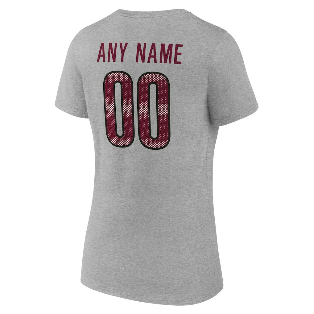 Washington Commanders Women's Team Authentic Personalized Name & Number V-Neck T-Shirt Gray - NFL