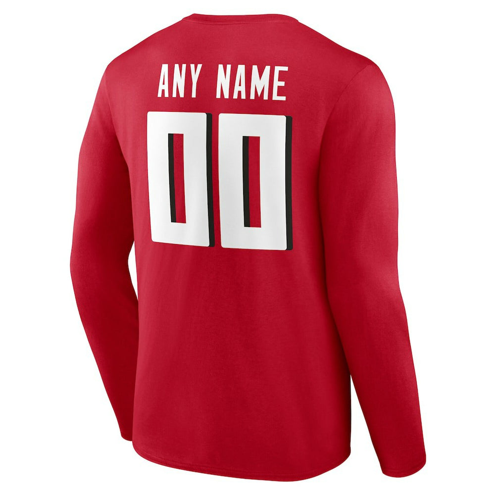 Atlanta Falcons Team Authentic Personalized Name & Number Long Sleeve T-Shirt Red - NFL