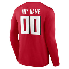 Atlanta Falcons Team Authentic Personalized Name & Number Long Sleeve T-Shirt Red - NFL