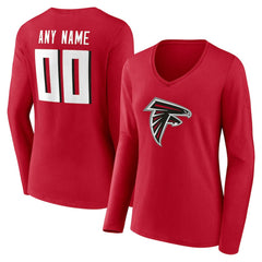 Atlanta Falcons Women's Team Authentic Personalized Name & Number Long Sleeve V-Neck T-Shirt Red - NFL