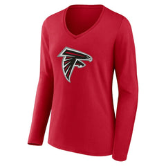 Atlanta Falcons Women's Team Authentic Personalized Name & Number Long Sleeve V-Neck T-Shirt Red - NFL