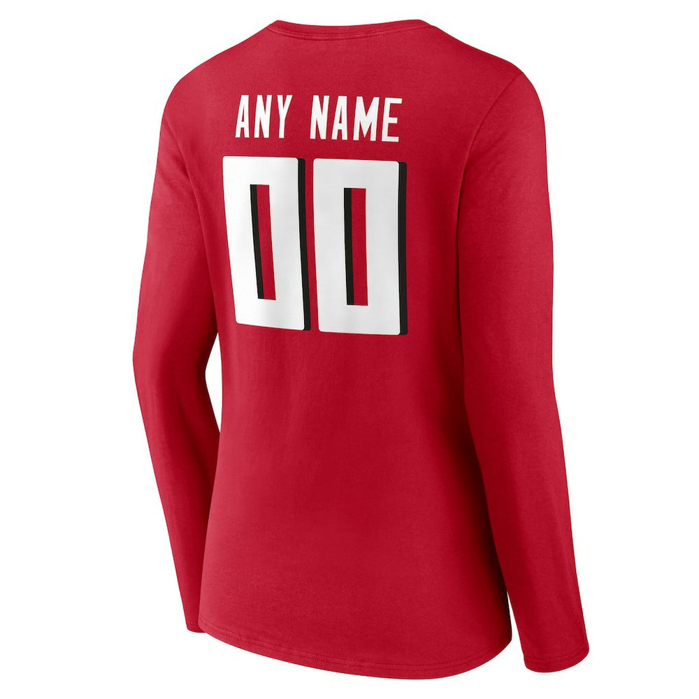 Atlanta Falcons Women's Team Authentic Personalized Name & Number Long Sleeve V-Neck T-Shirt Red - NFL