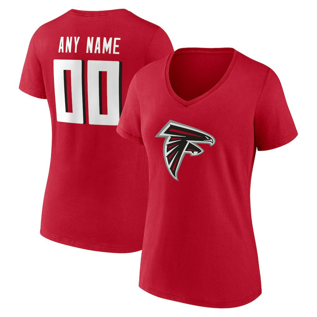 Atlanta Falcons Women's Team Authentic Personalized Name & Number V-Neck T-Shirt Red - NFL