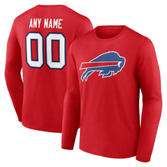 Buffalo Bills Team Authentic Personalized Name & Number Long Sleeve T-Shirt Red - NFL