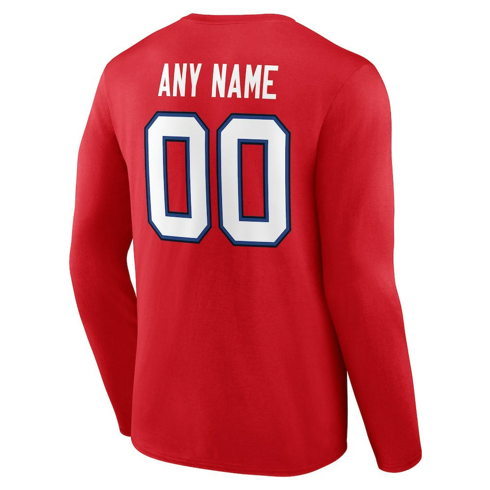 Buffalo Bills Team Authentic Personalized Name & Number Long Sleeve T-Shirt Red - NFL