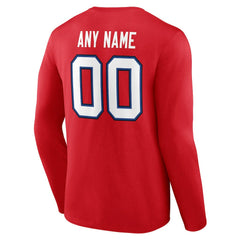 Buffalo Bills Team Authentic Personalized Name & Number Long Sleeve T-Shirt Red - NFL