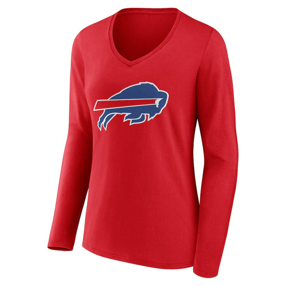 Buffalo Bills Women's Team Authentic Personalized Name & Number Long Sleeve V-Neck T-Shirt Red - NFL