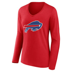 Buffalo Bills Women's Team Authentic Personalized Name & Number Long Sleeve V-Neck T-Shirt Red - NFL