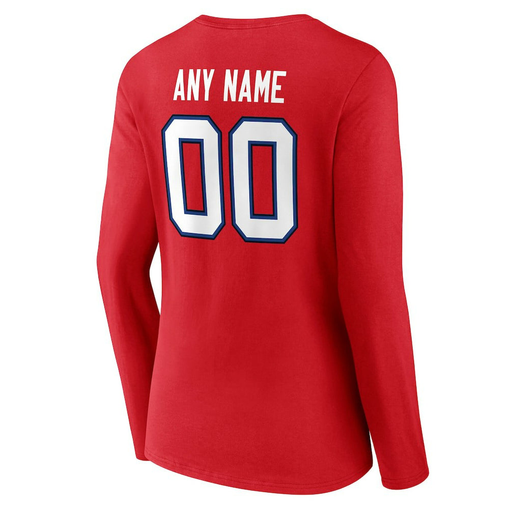 Buffalo Bills Women's Team Authentic Personalized Name & Number Long Sleeve V-Neck T-Shirt Red - NFL
