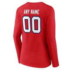 Buffalo Bills Women's Team Authentic Personalized Name & Number Long Sleeve V-Neck T-Shirt Red - NFL