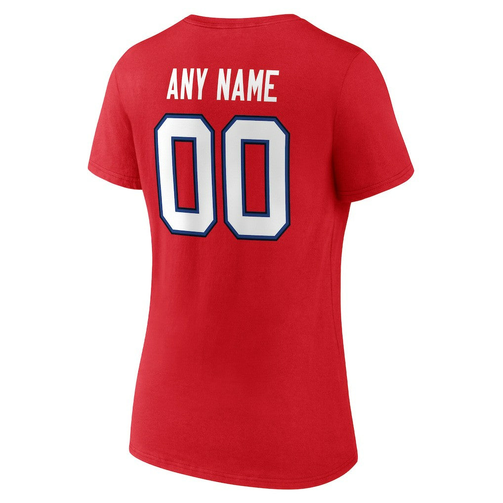 Buffalo Bills Women's Team Authentic Personalized Name & Number V-Neck T-Shirt Red - NFL