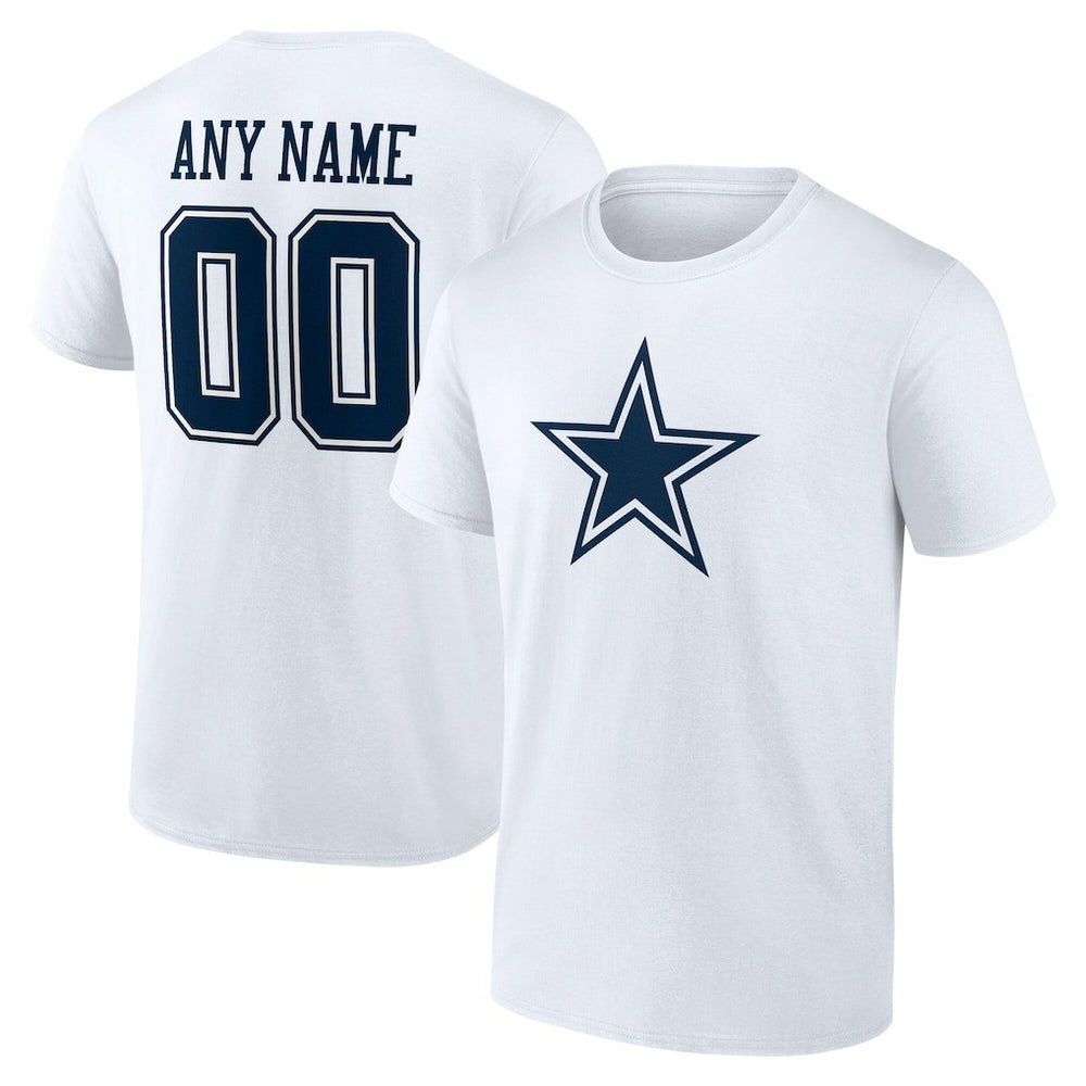 Dallas Cowboys Team Authentic Personalized Name & Number T-Shirt White - NFL
